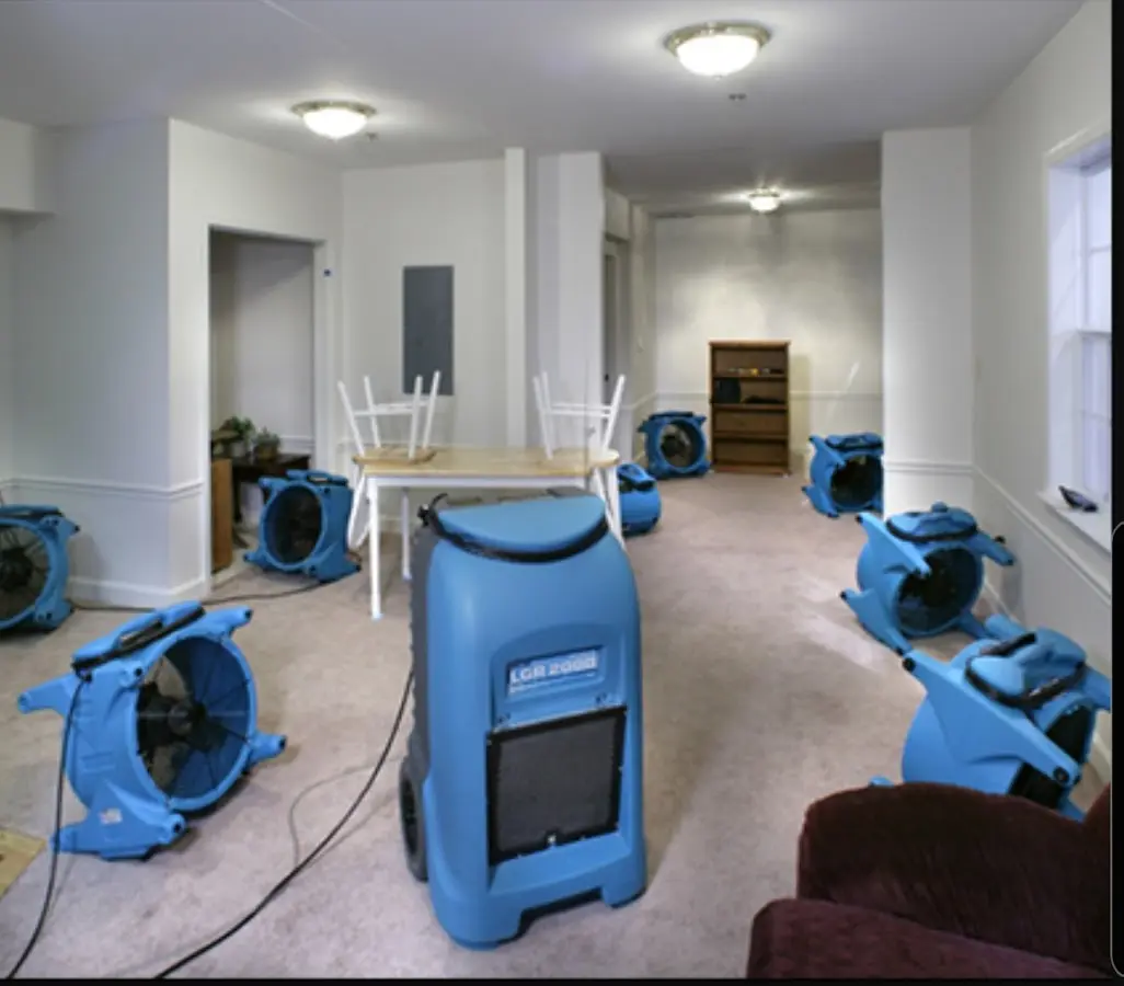 Air movers and dehumidifier setup for Water Damage Restoration in Waxahachie